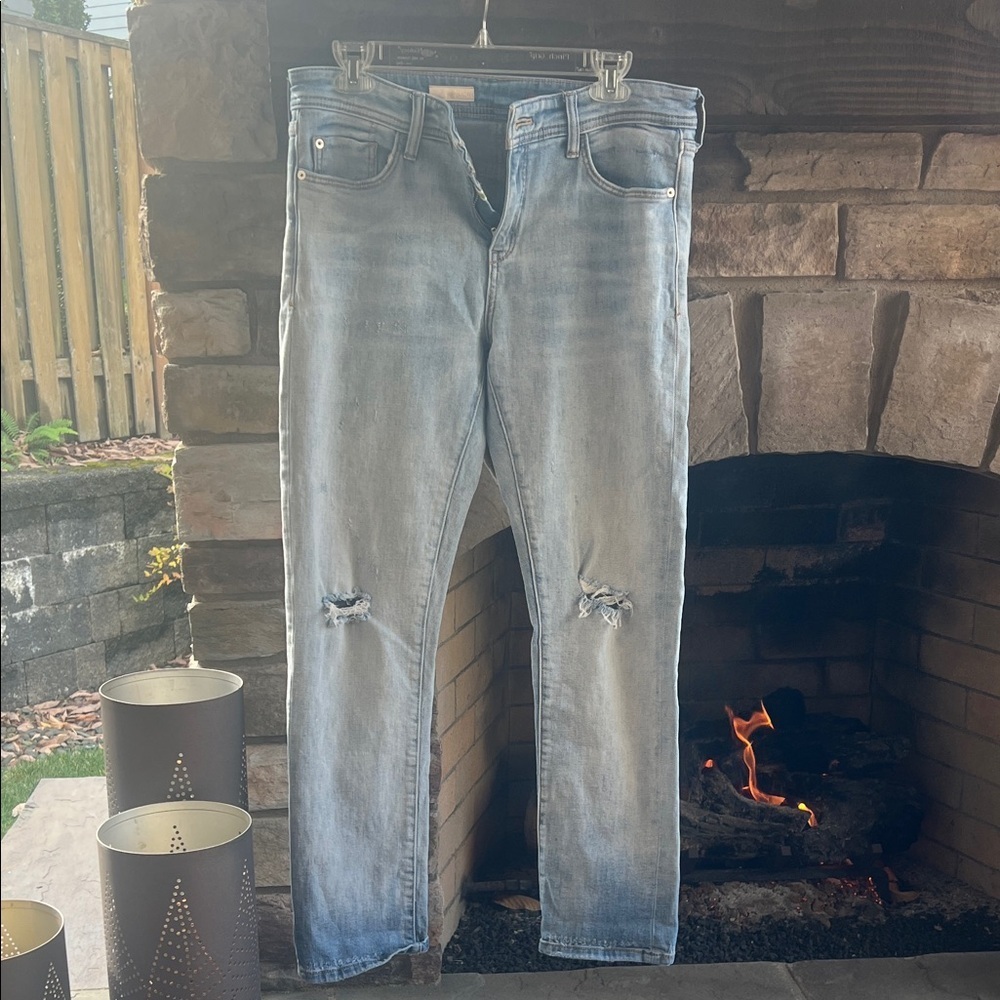 Anthropology Pilcro Slim Boyfriend Blue Distressed Jeans 29 - Picture 1 of 6